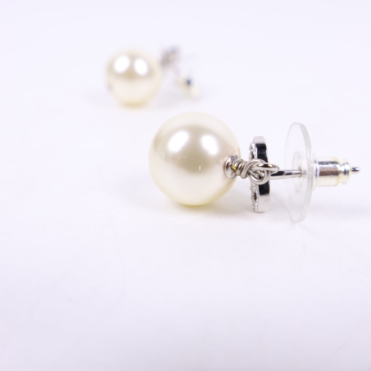 Chanel Earrings CC Crystal Drop Pearl