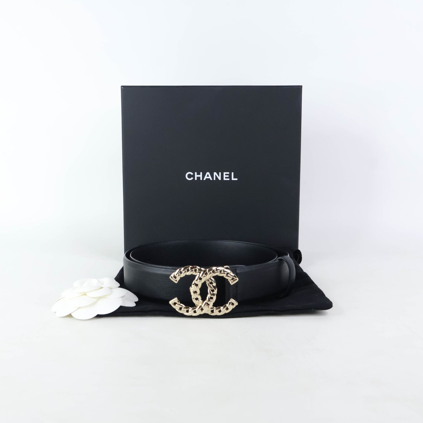 Chanel Belt Black Light Gold