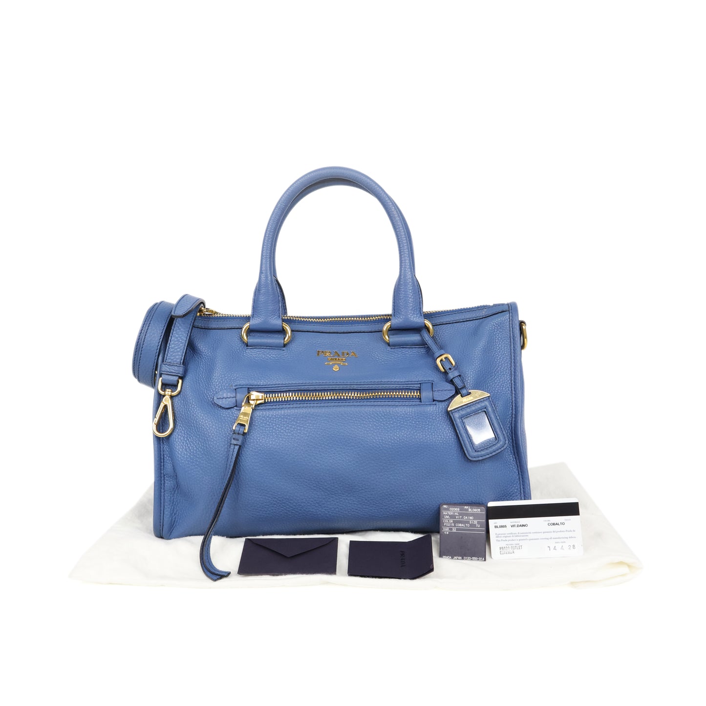 Prada Vitello Daino Satchel Cobalto