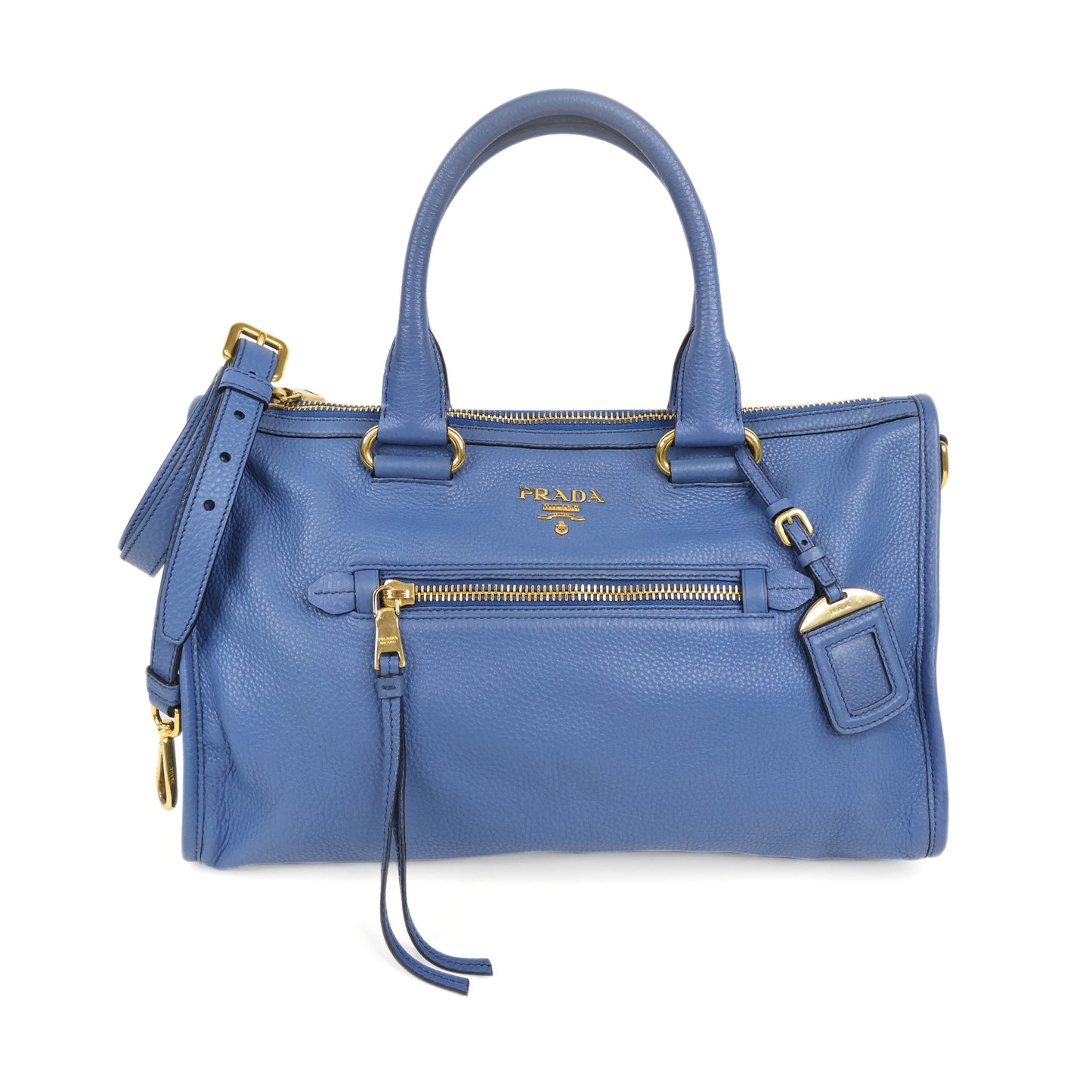 Prada Vitello Daino Satchel Cobalto