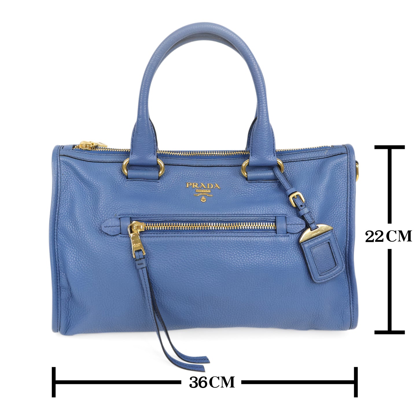 Prada Vitello Daino Satchel Cobalto