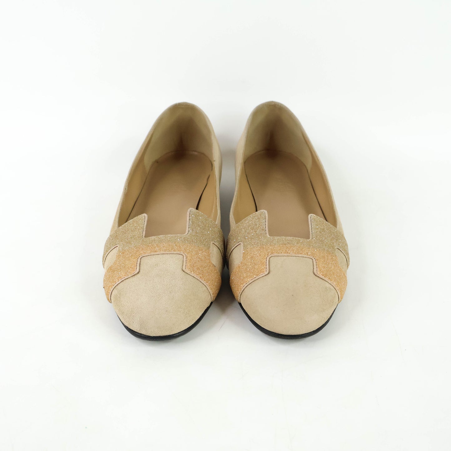 Hermes Nice Ballerina Flats Suede Powder 36