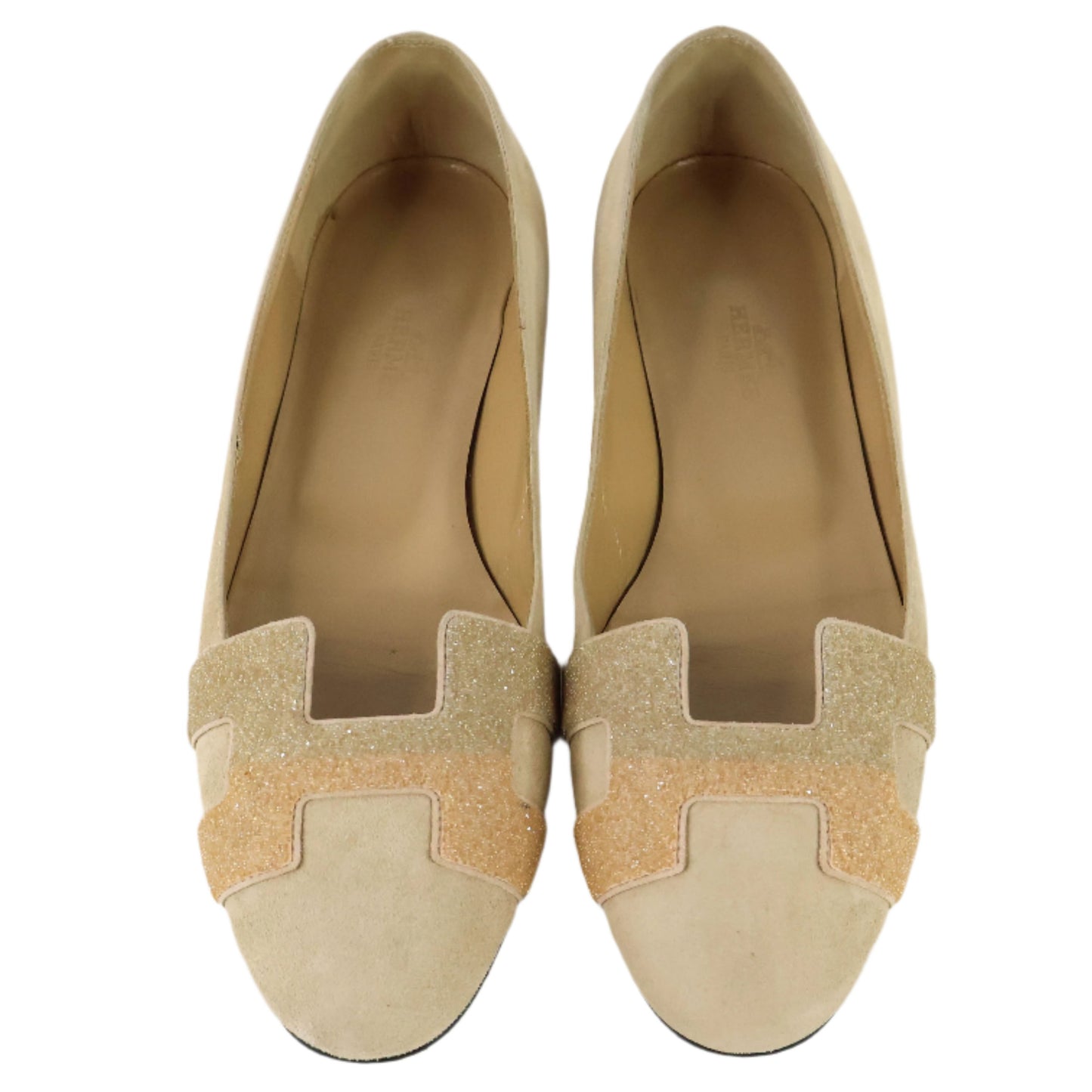 Hermes Nice Ballerina Flats Suede Powder 36