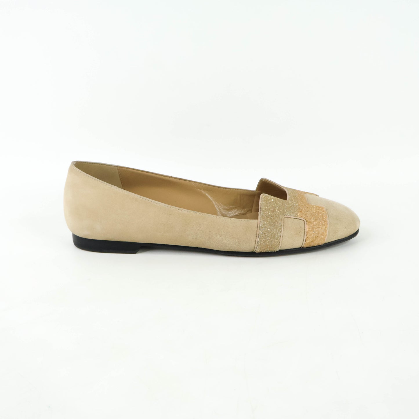 Hermes Nice Ballerina Flats Suede Powder 36