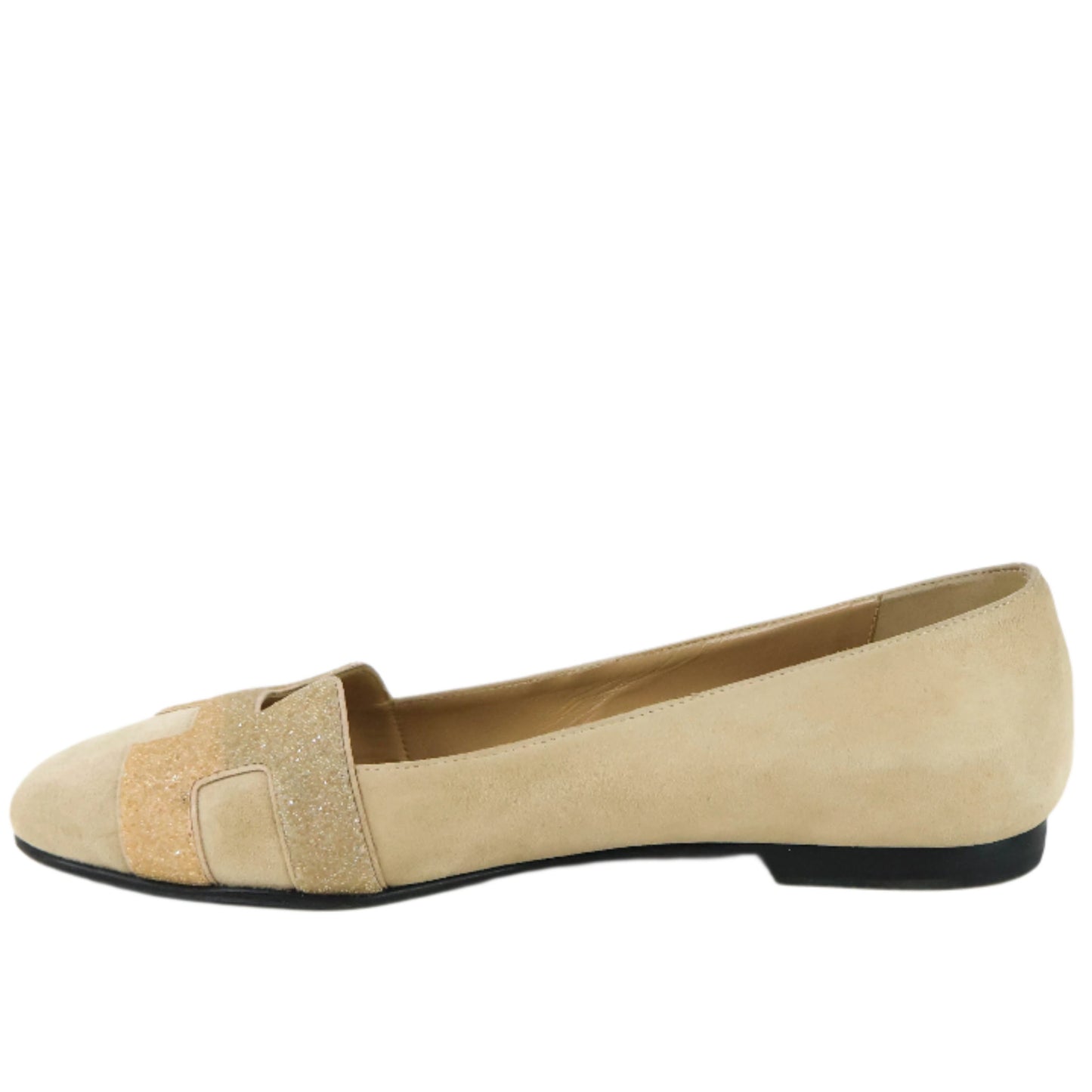 Hermes Nice Ballerina Flats Suede Powder 36