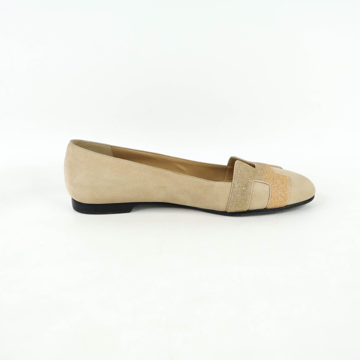 Hermes Nice Ballerina Flats Suede Powder 36