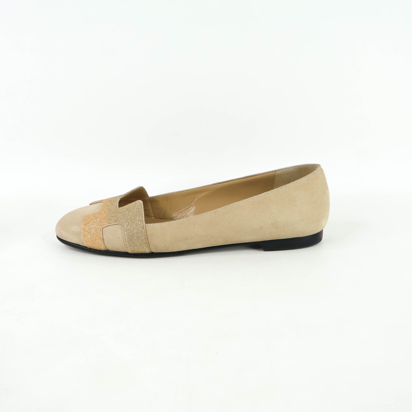 Hermes Nice Ballerina Flats Suede Powder 36