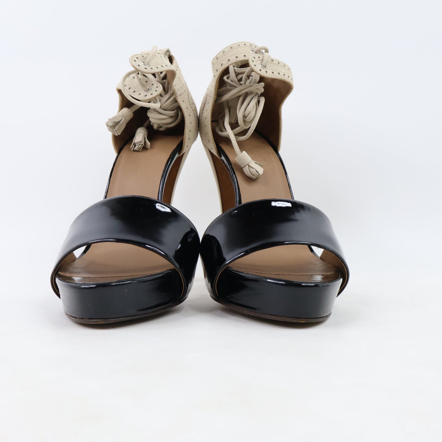 Hermes Heels Suede Patent Black 37