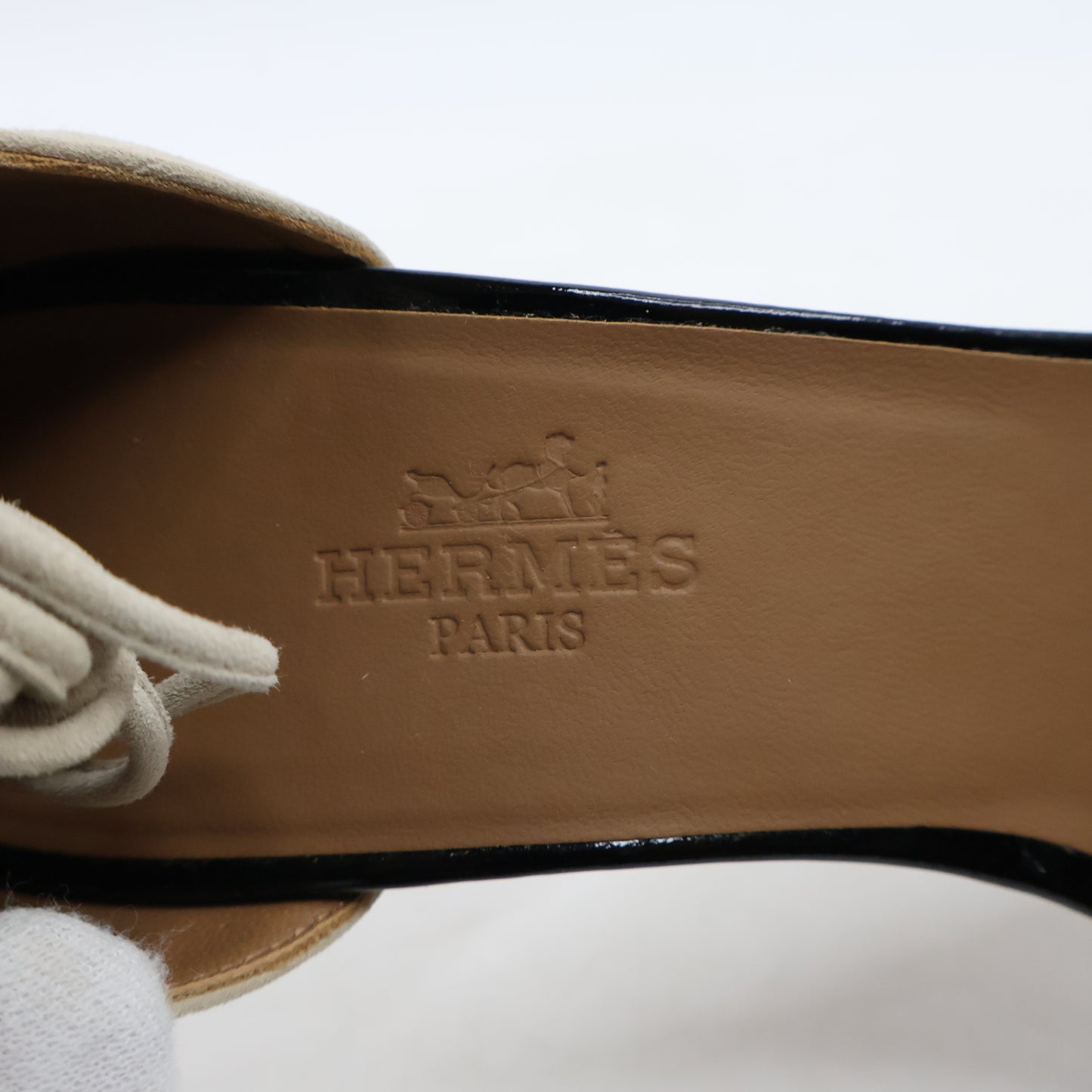 Hermes Heels Suede Patent Black 37