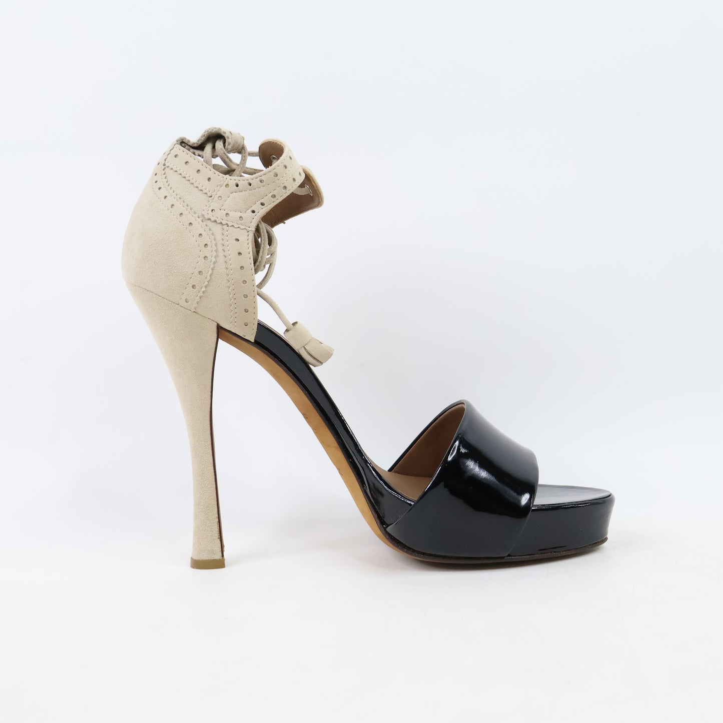 Hermes Heels Suede Patent Black 37