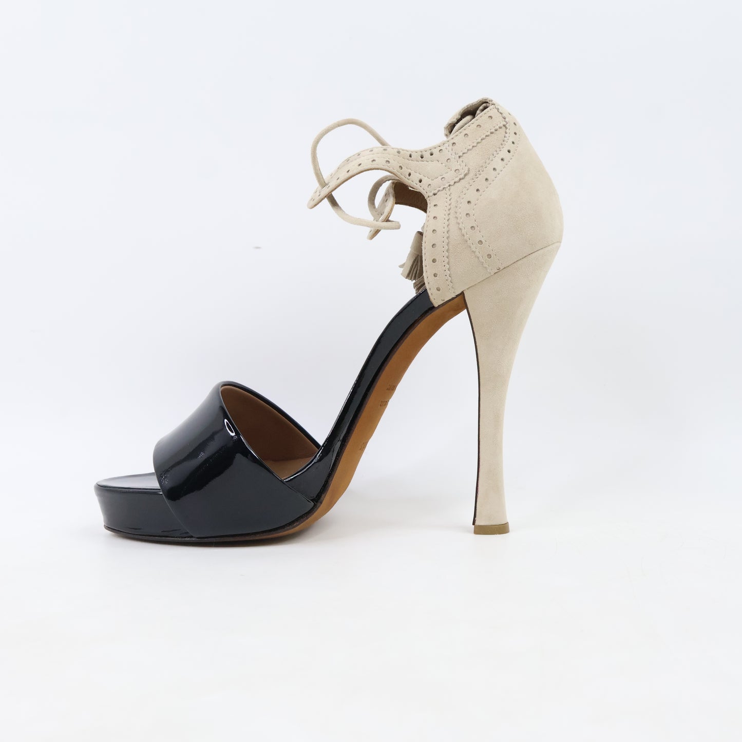 Hermes Heels Suede Patent Black 37