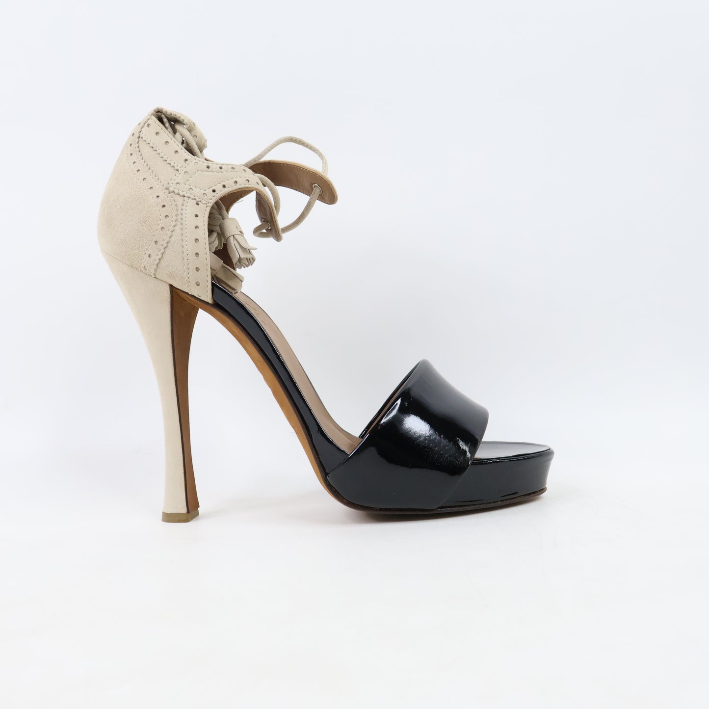 Hermes Heels Suede Patent Black 37