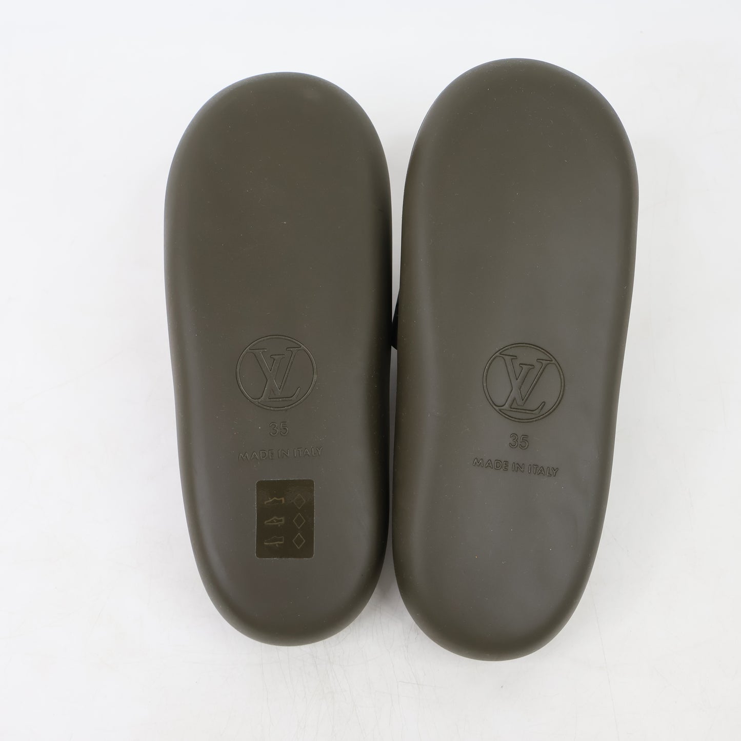 Louis Vuitton Rubber Monogram Embossed Sunbath Mule Khaki 35