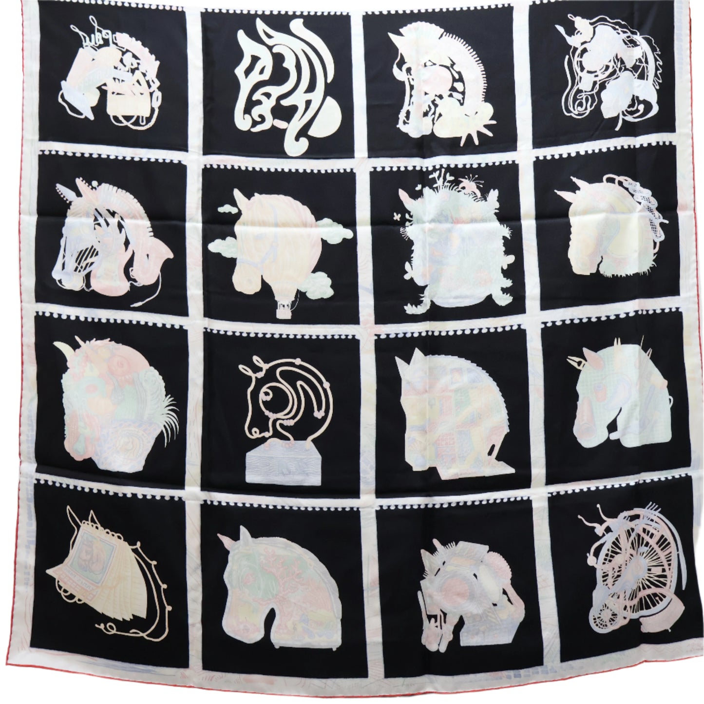 Hermes Scarf 90 "Chevaloscope" Noir Vert Multicolor