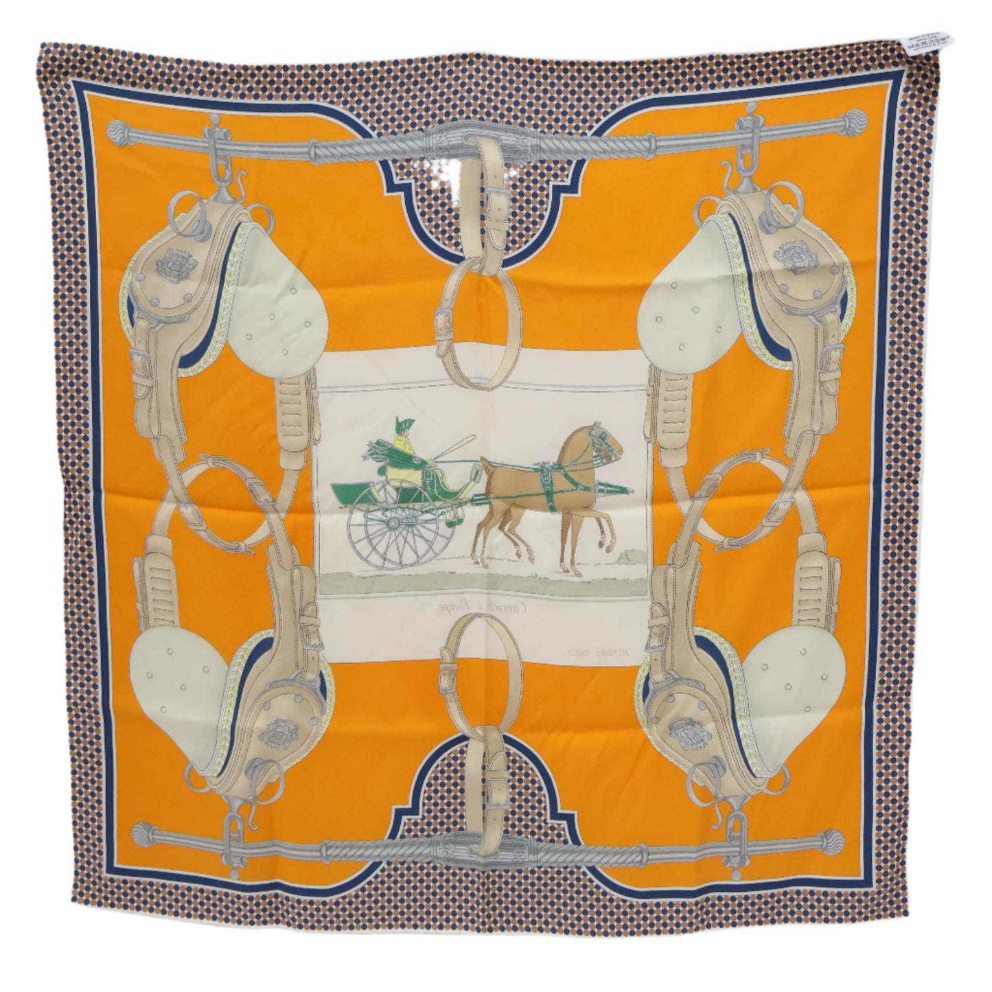 Hermes Scarf 75 "Carrick A Pompe" Orange