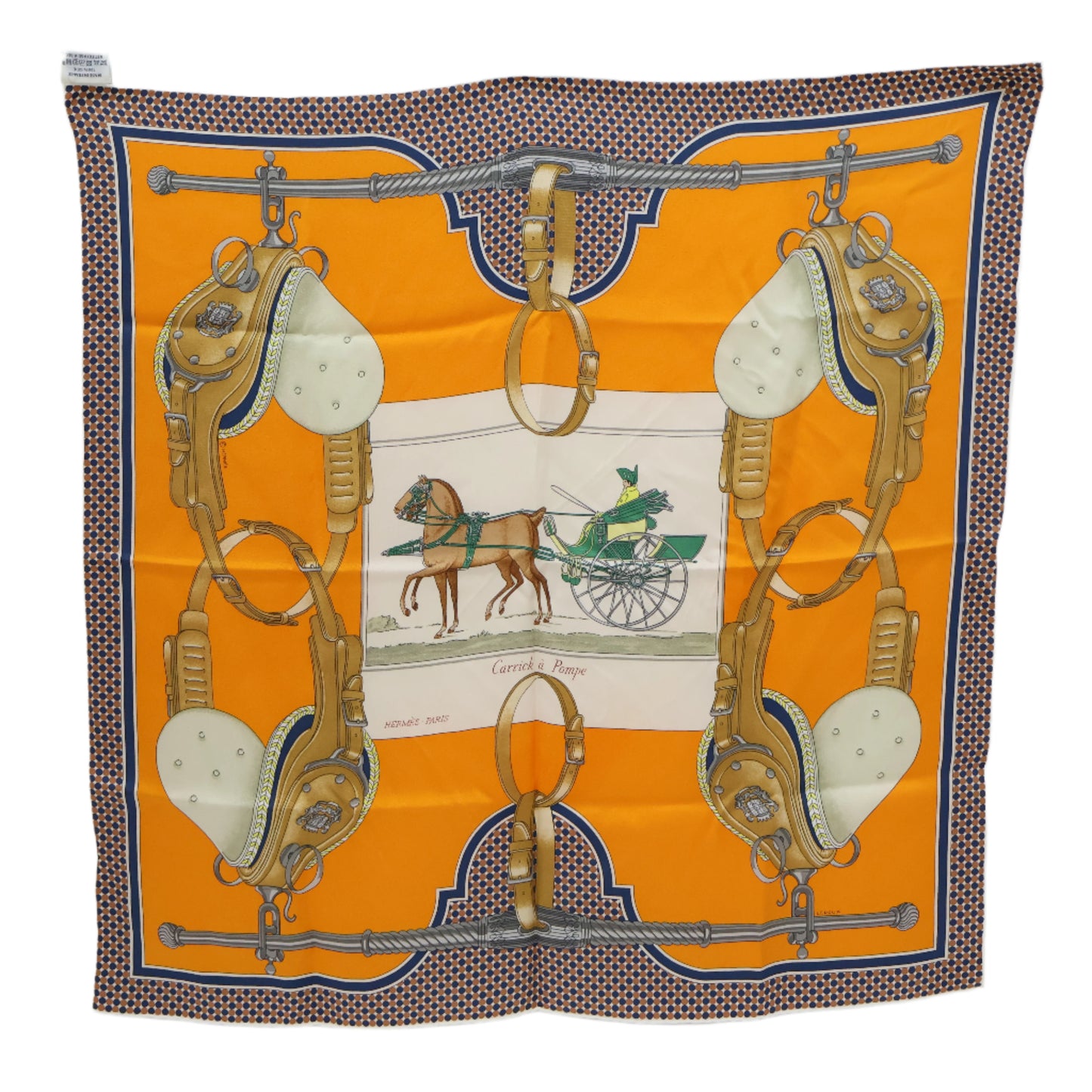 Hermes Scarf 75 "Carrick A Pompe" Orange