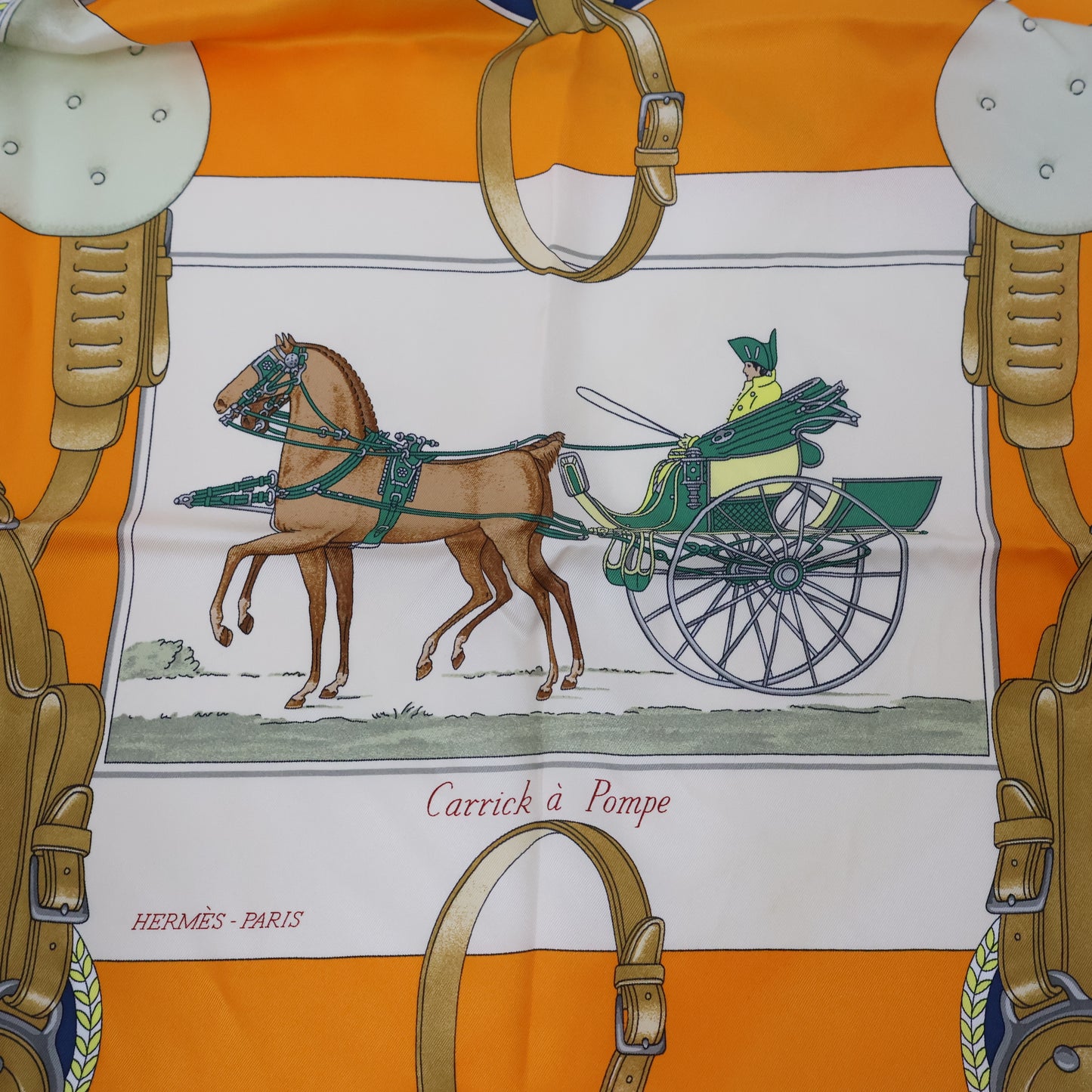 Hermes Scarf 75 "Carrick A Pompe" Orange