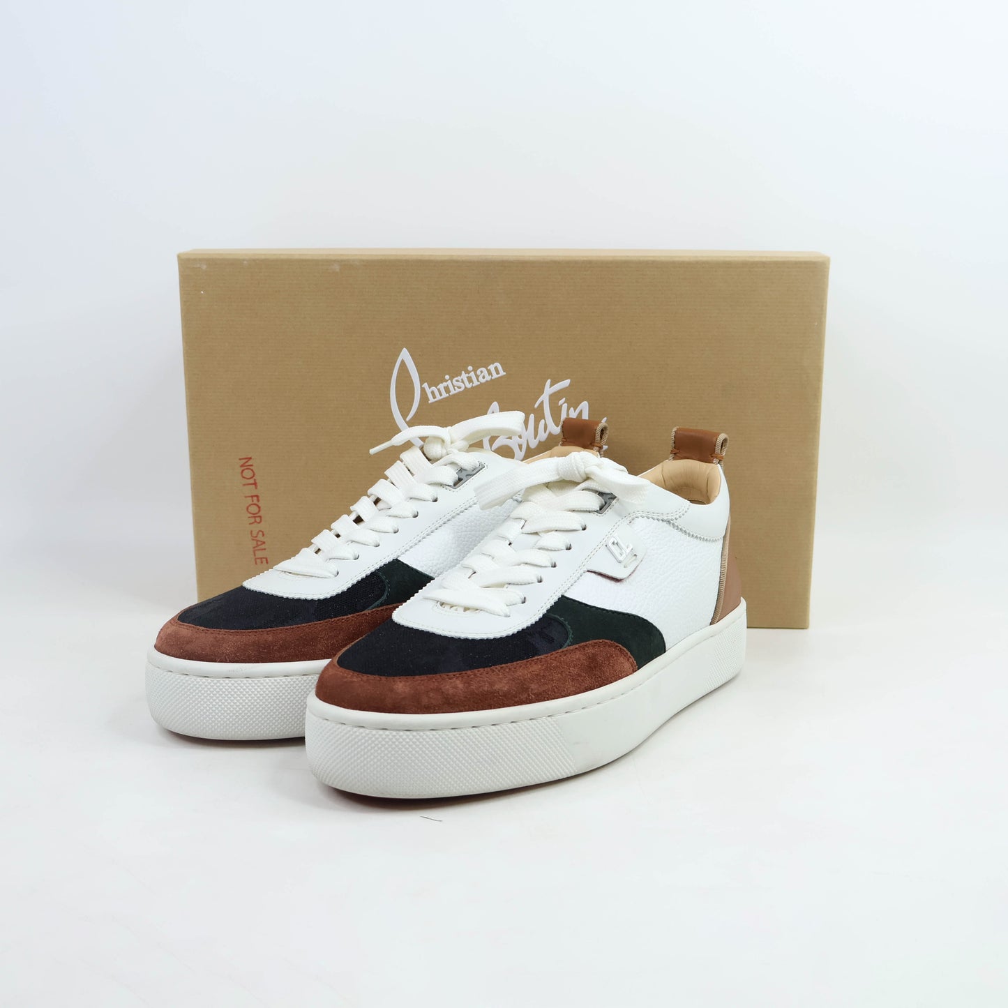 Christian Louboutin Sneakers Suede White Brown Black