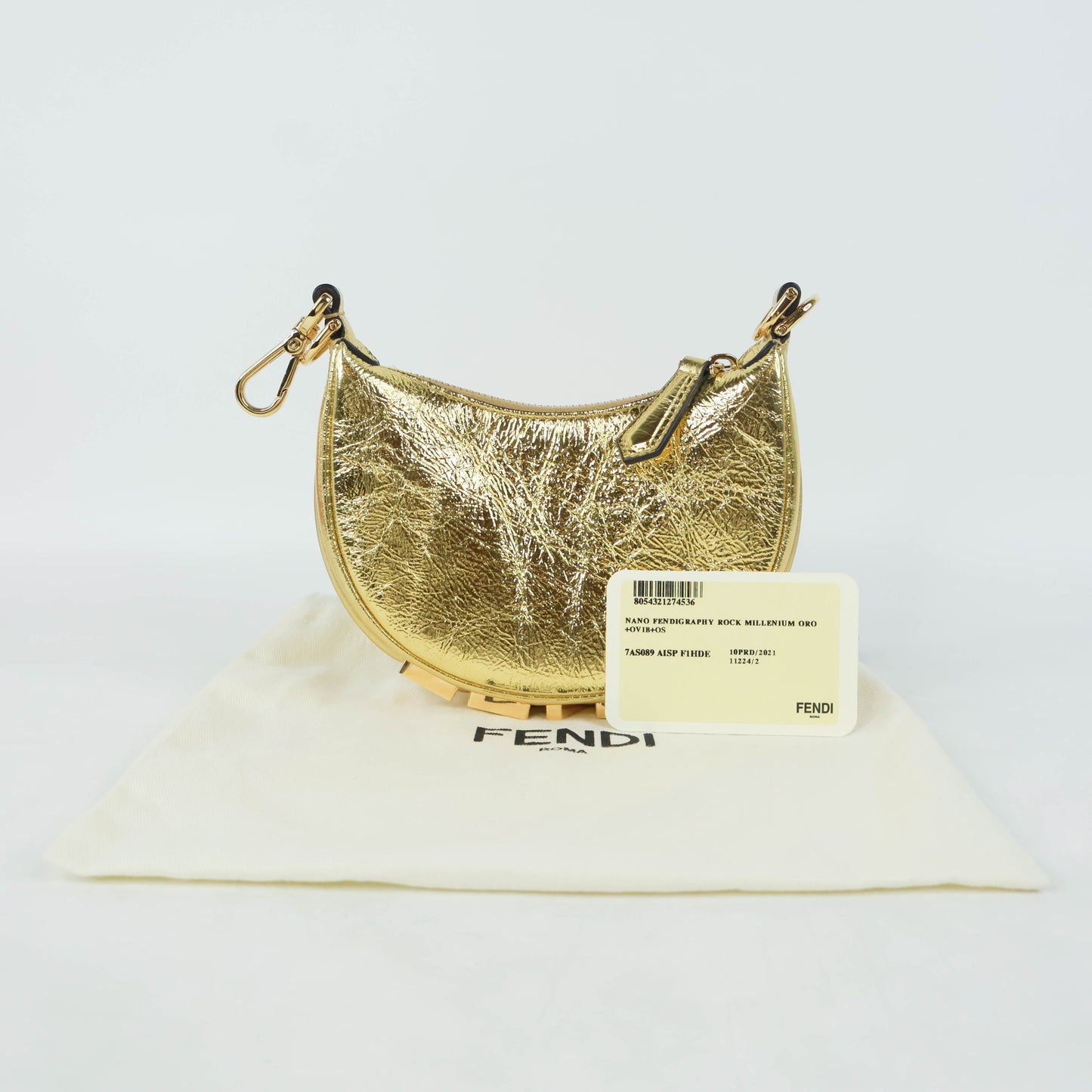 Fendi Nano Fendigraphy Hobo Metaillc Gold