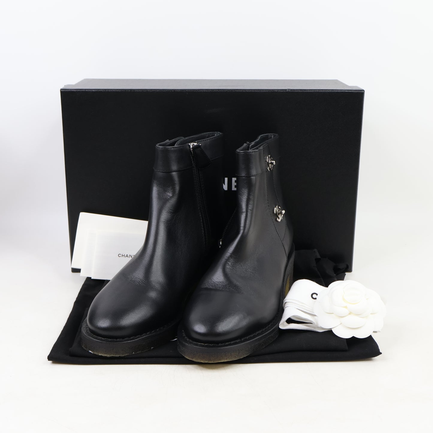 Chanel Ankle Boots Black CC Turnlock 36