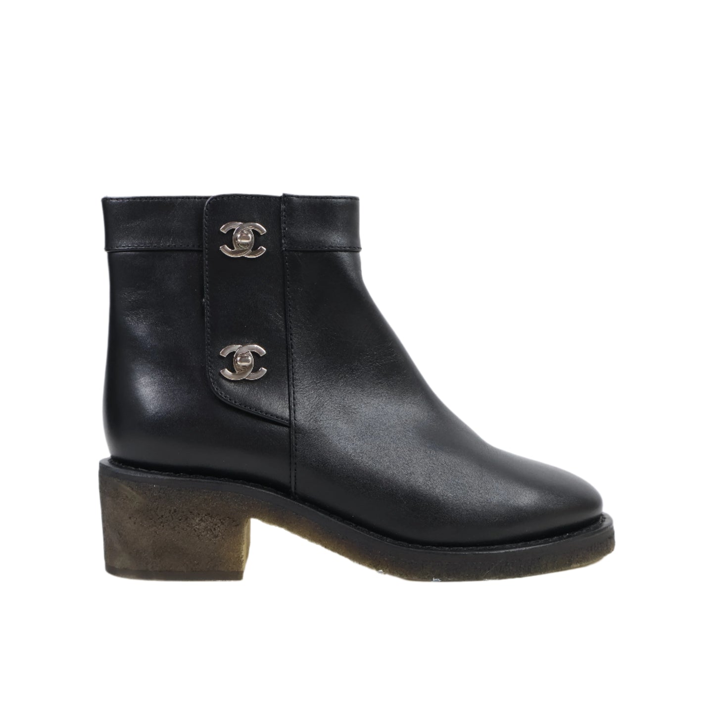 Chanel Ankle Boots Black CC Turnlock 36