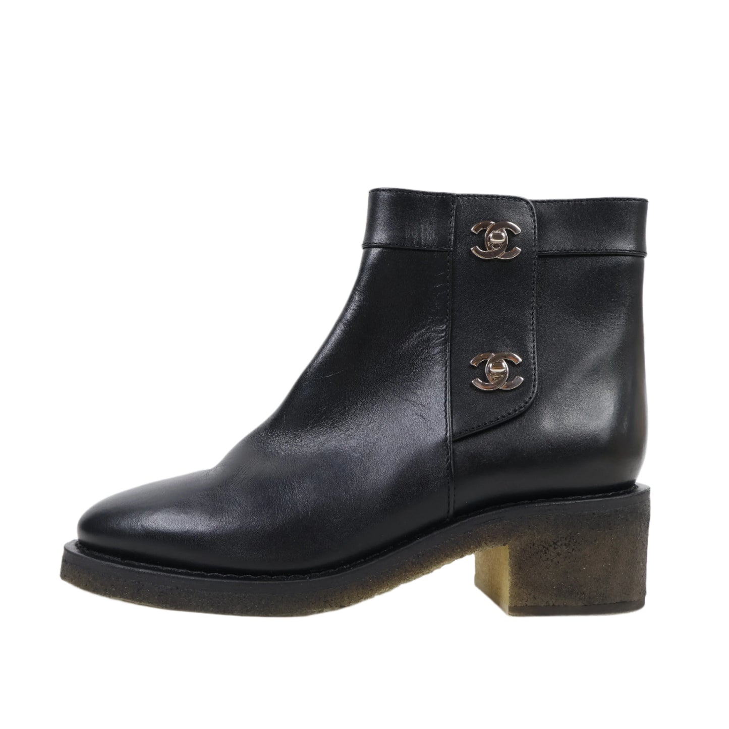 Chanel Ankle Boots Black CC Turnlock 36