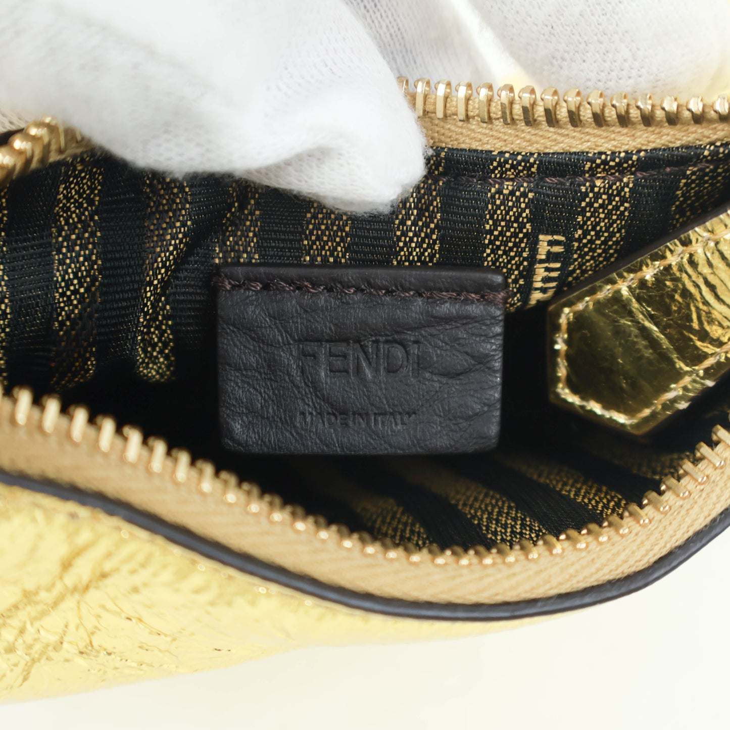 Fendi Nano Fendigraphy Hobo Metaillc Gold