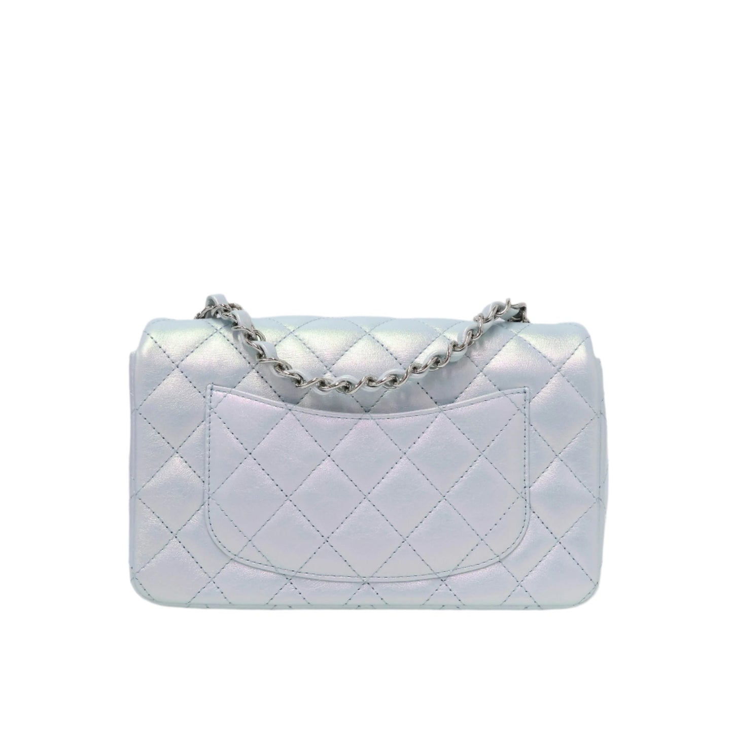 Chanel Classic 8" Iridescent Blue Silver