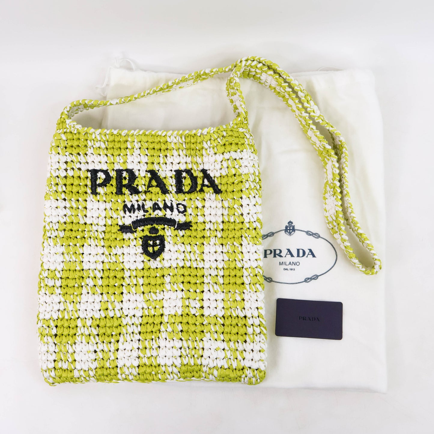 Prada Sacca Raffia Green White