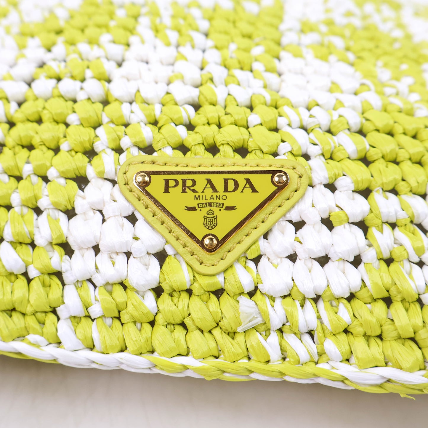 Prada Sacca Raffia Green White