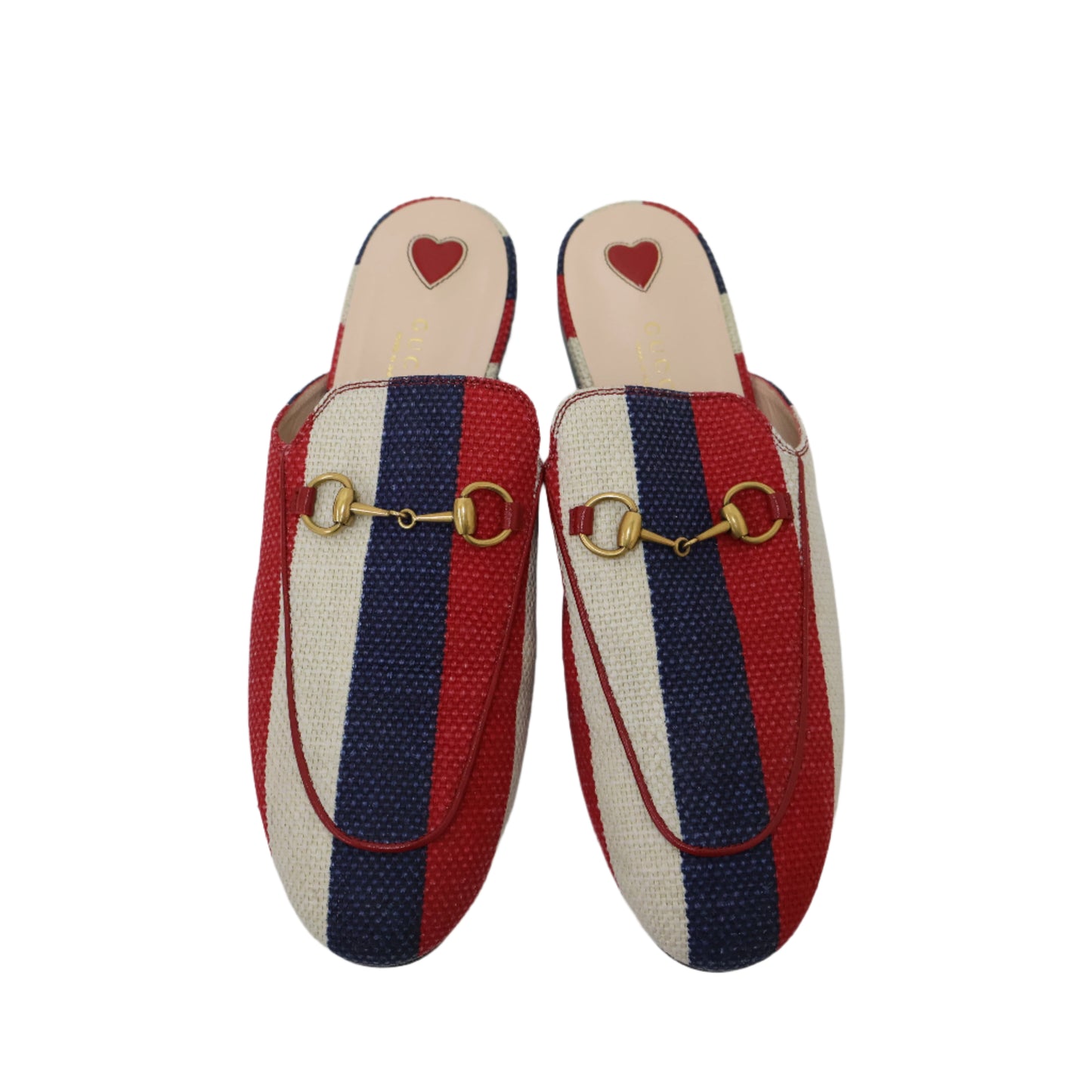 Gucci Princetown Mules Horsebit Canvas Tri-Color 39