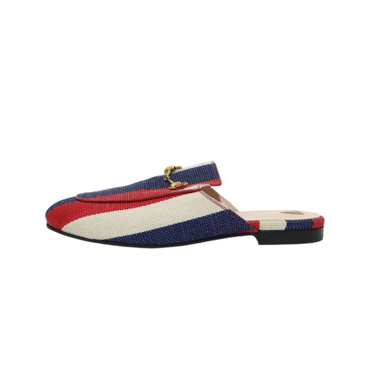 Gucci Princetown Mules Horsebit Canvas Tri-Color 39