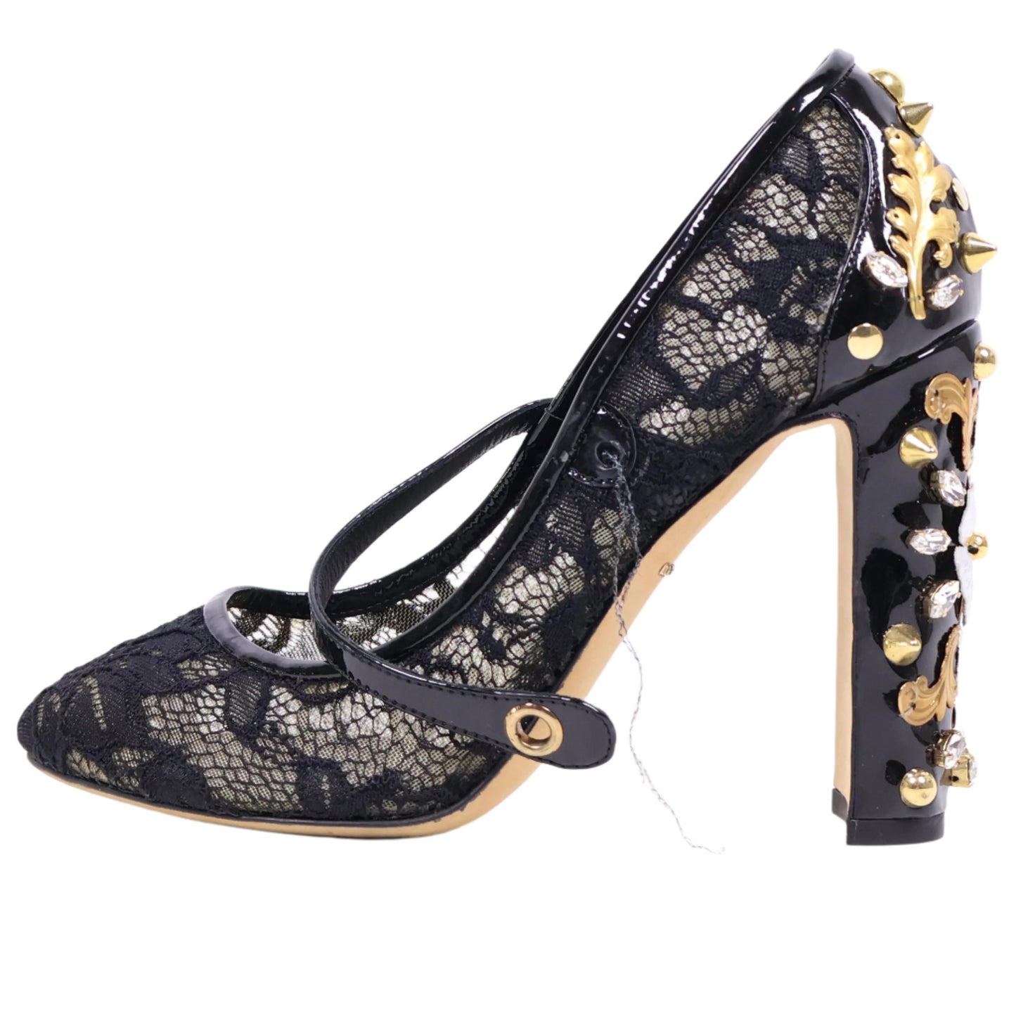 Dolce & Gabbana Heels Lace Black Crystal Gold 37