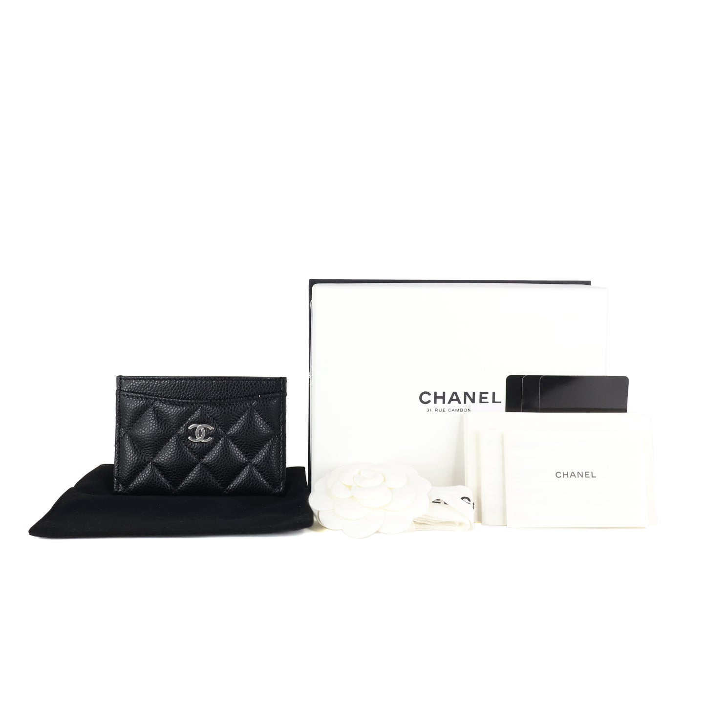 Chanel Card Holder Black Caviar SHW