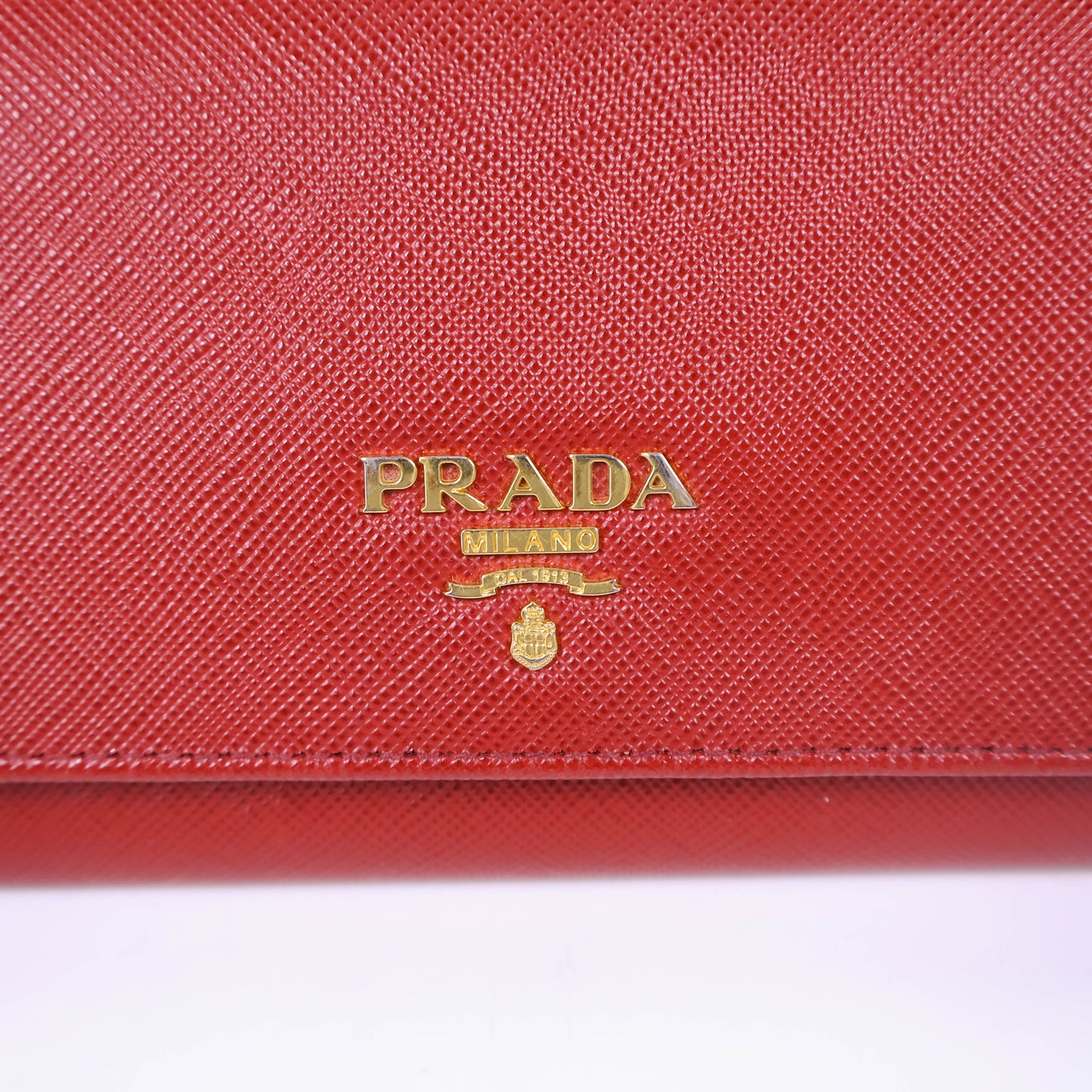 Prada Long Wallet Saffiano Red