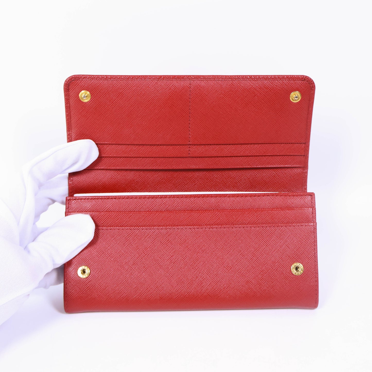 Prada Long Wallet Saffiano Red