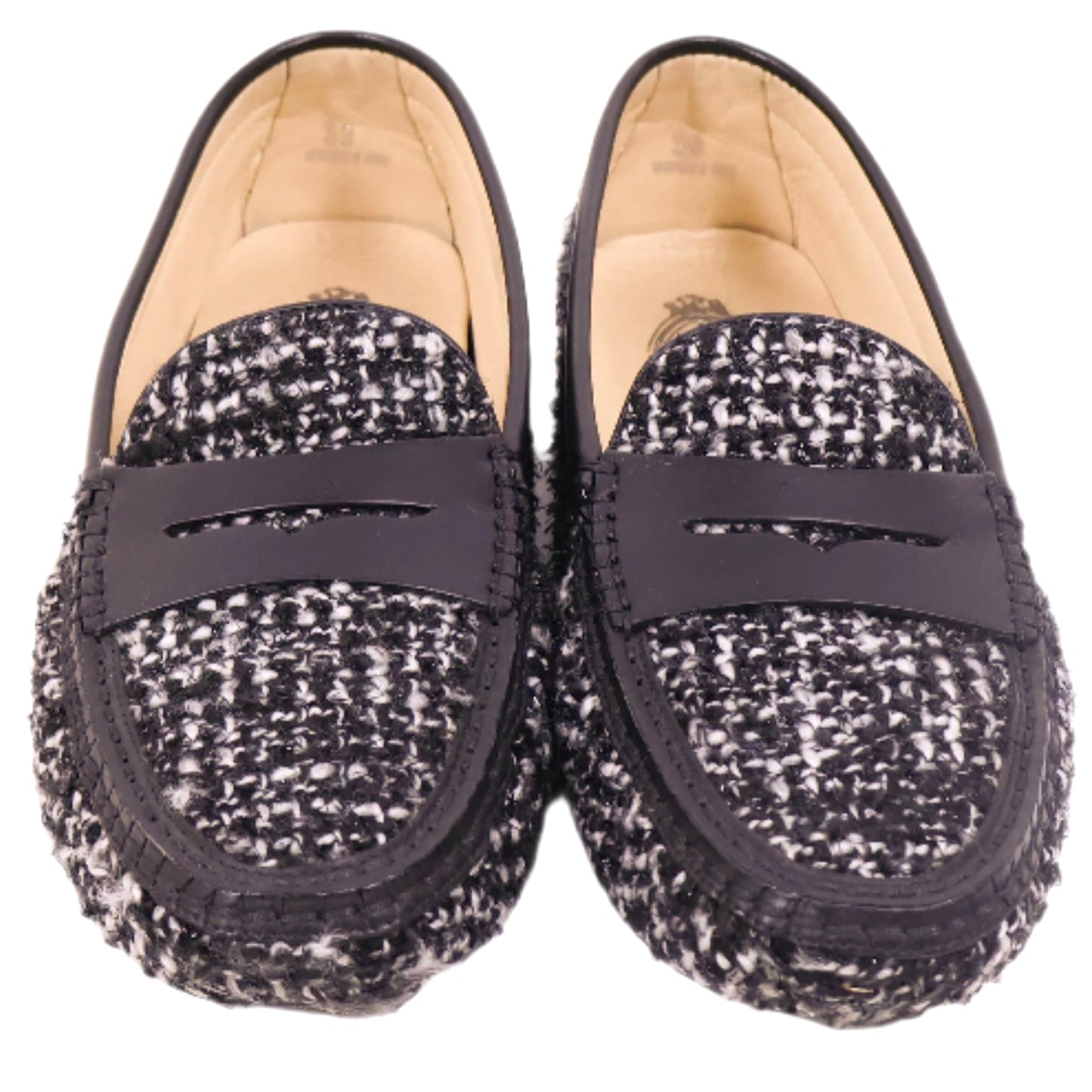 Tod's Loafers Tweed Black White 39