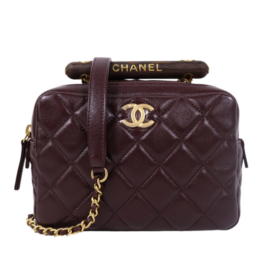 Chanel Mini Wenge Wood Bowing Bag Burgundy