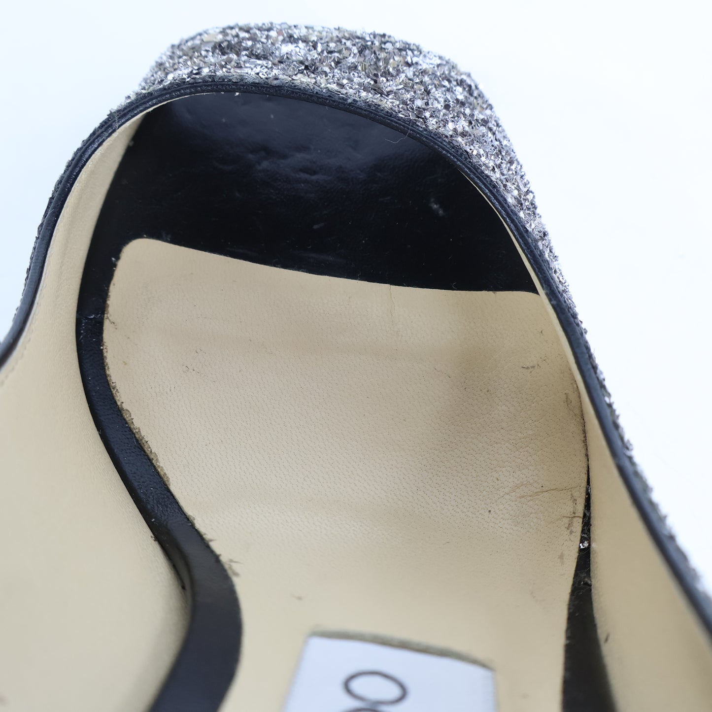 Jimmy Choo Heels Glitter Black Silver 35