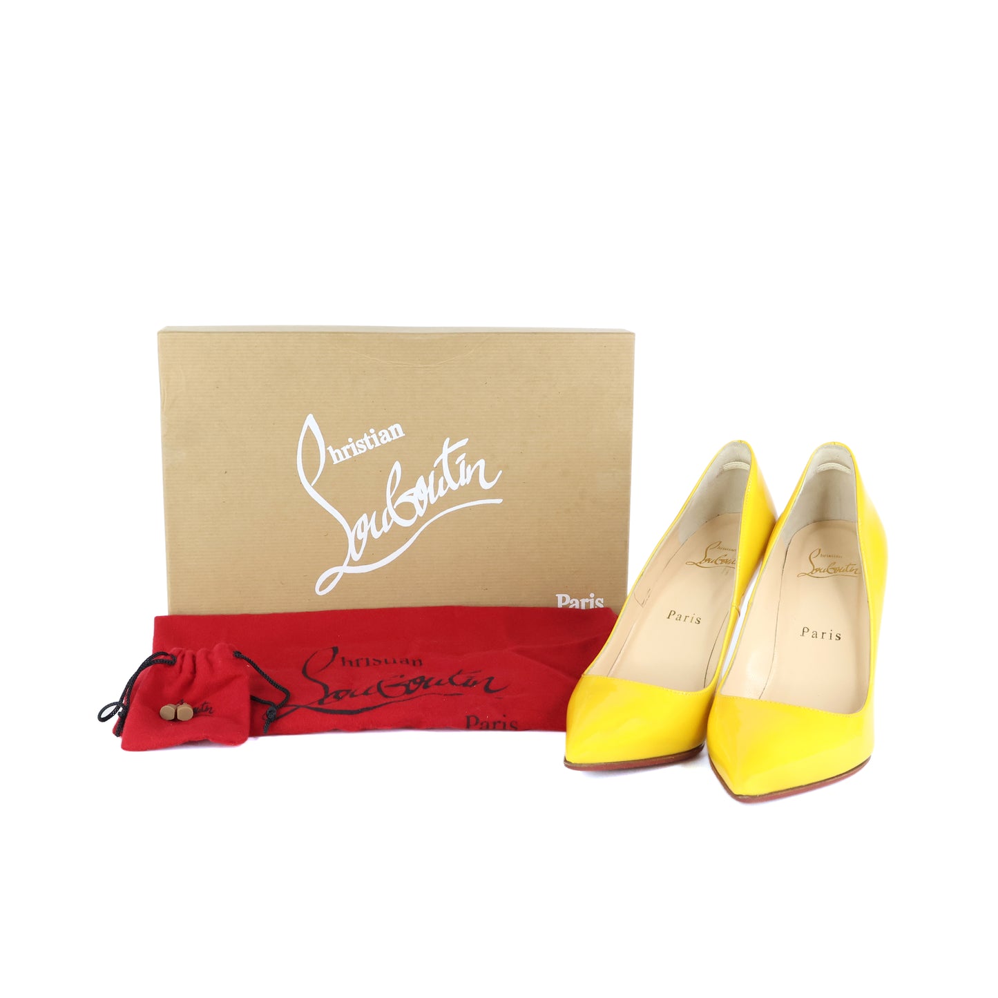 Christian Louboutin Patent Pigalle Pumps Yellow