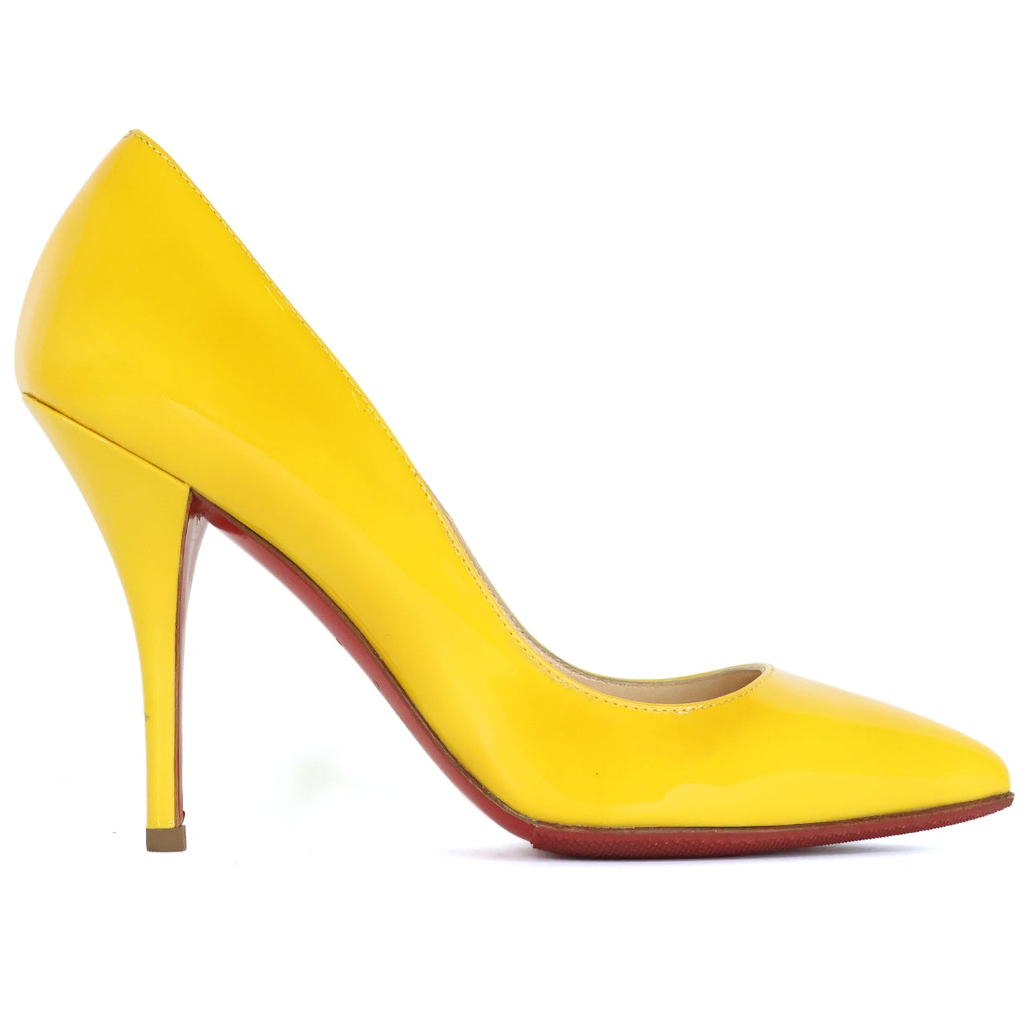 Christian Louboutin Patent Pigalle Pumps Yellow