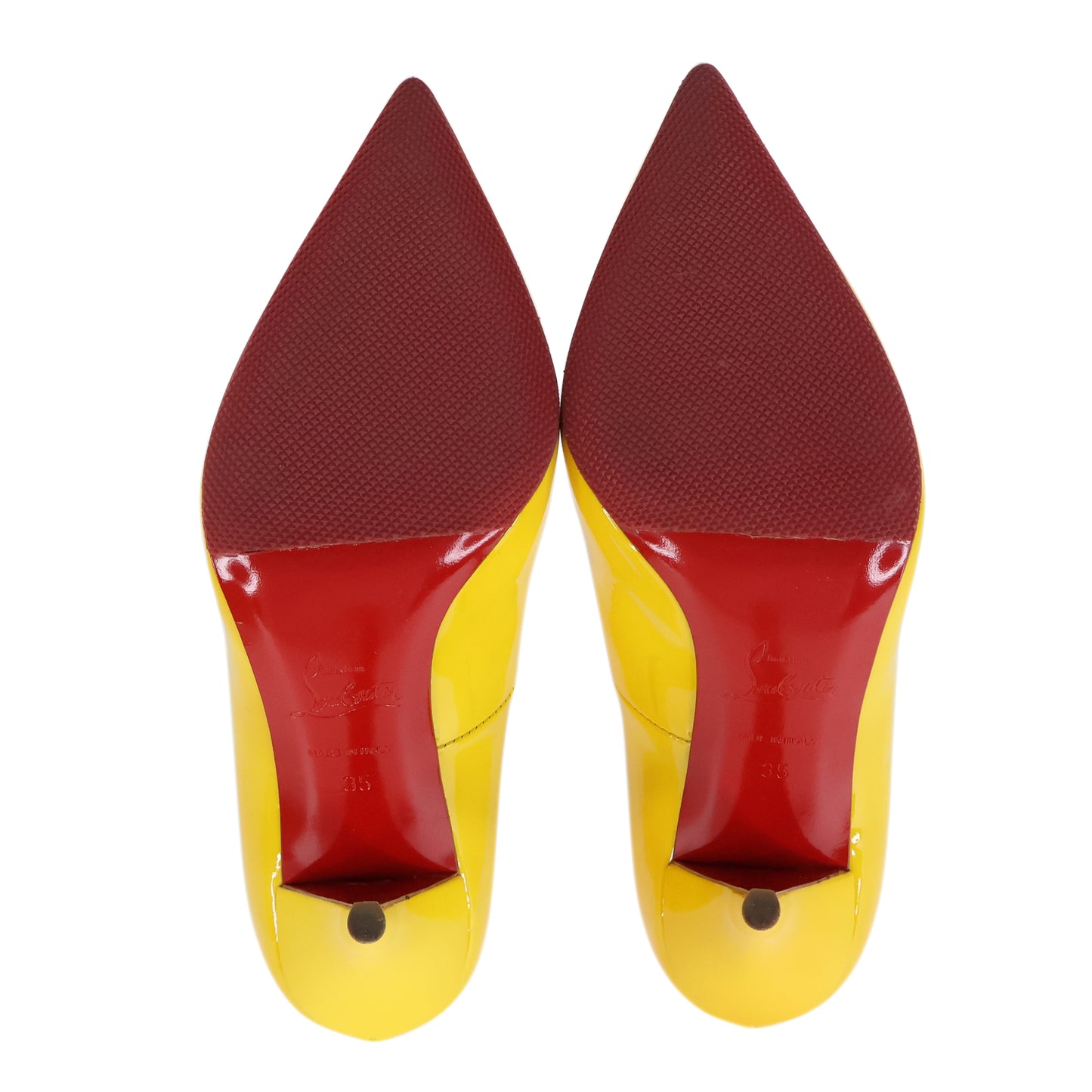 Christian Louboutin Patent Pigalle Pumps Yellow