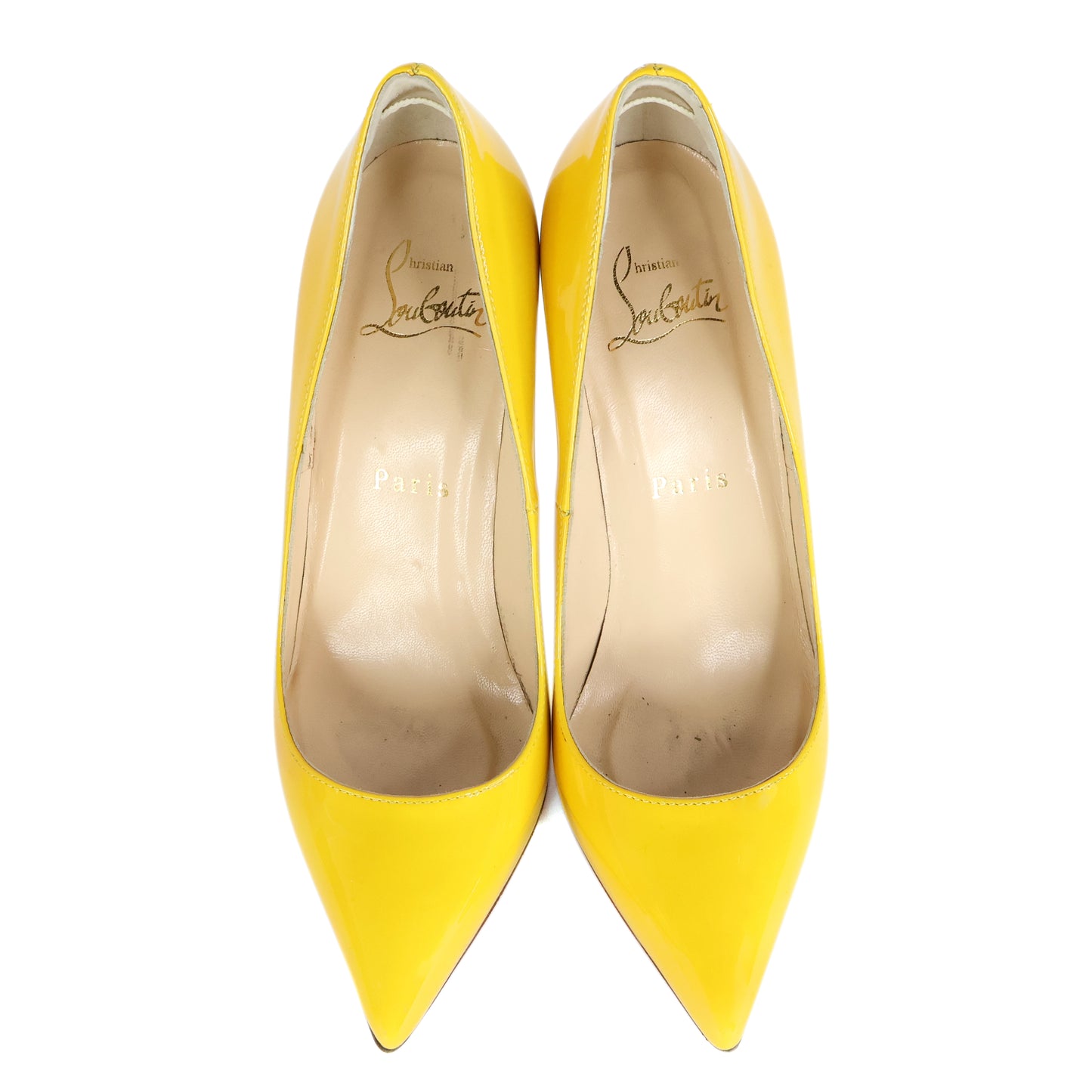 Christian Louboutin Patent Pigalle Pumps Yellow