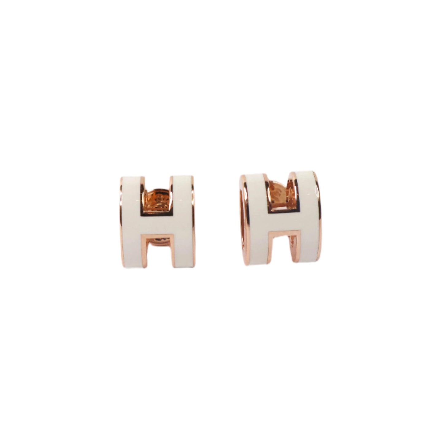 Hermes Mini Pop H Earrings White RGHW