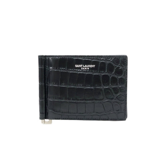 Saint Laurent Money Clip Croc Print Black