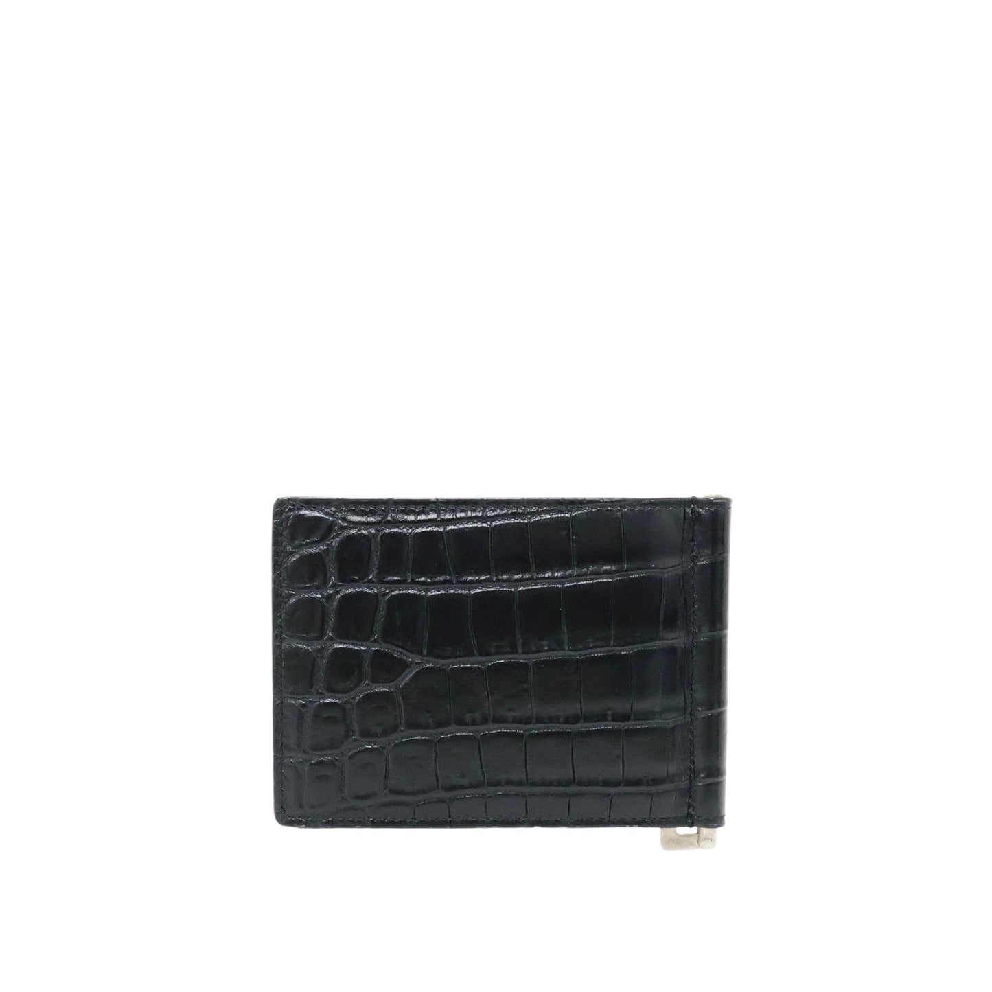 Saint Laurent Money Clip Croc Print Black