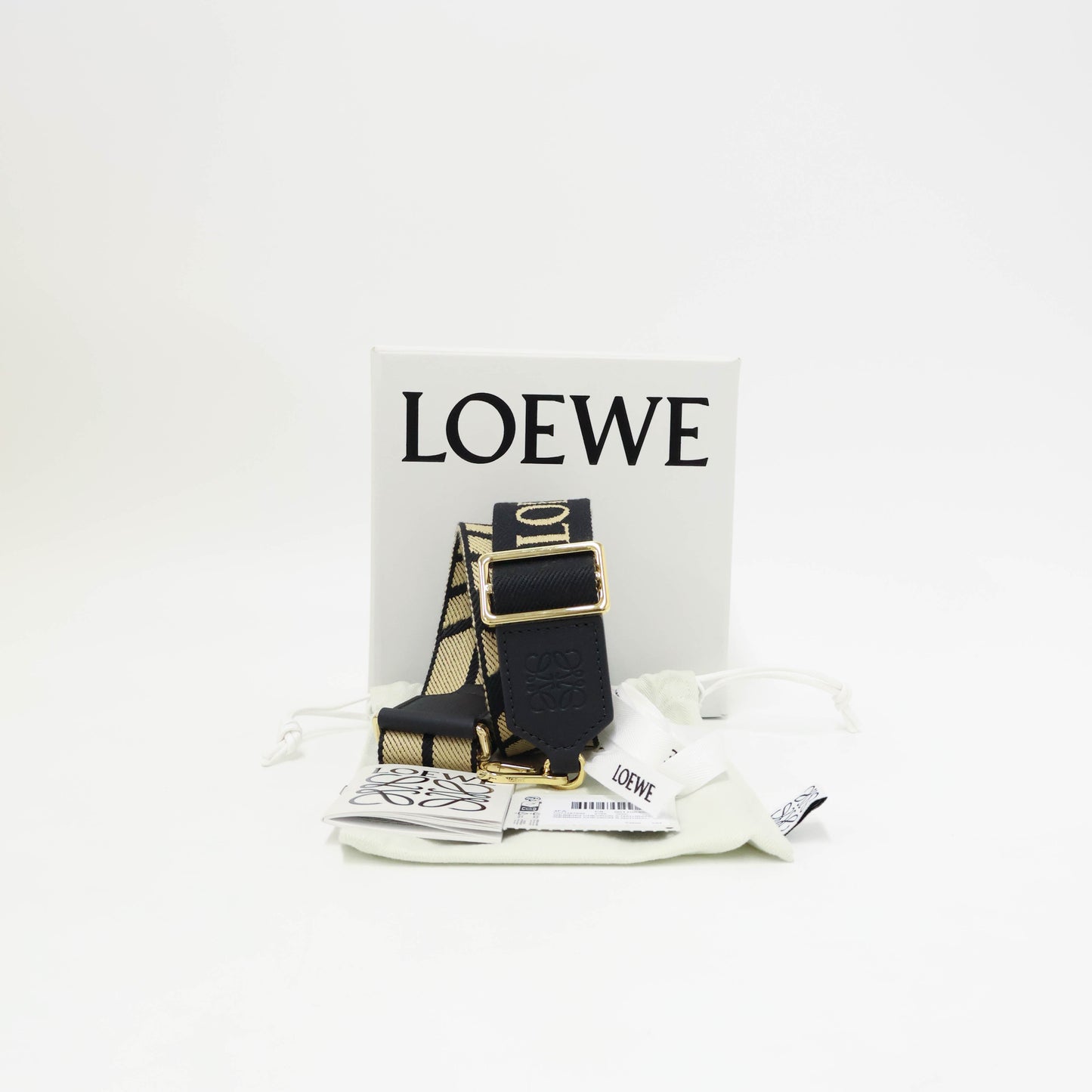 Loewe Webbing Strap Chevron Natural Black