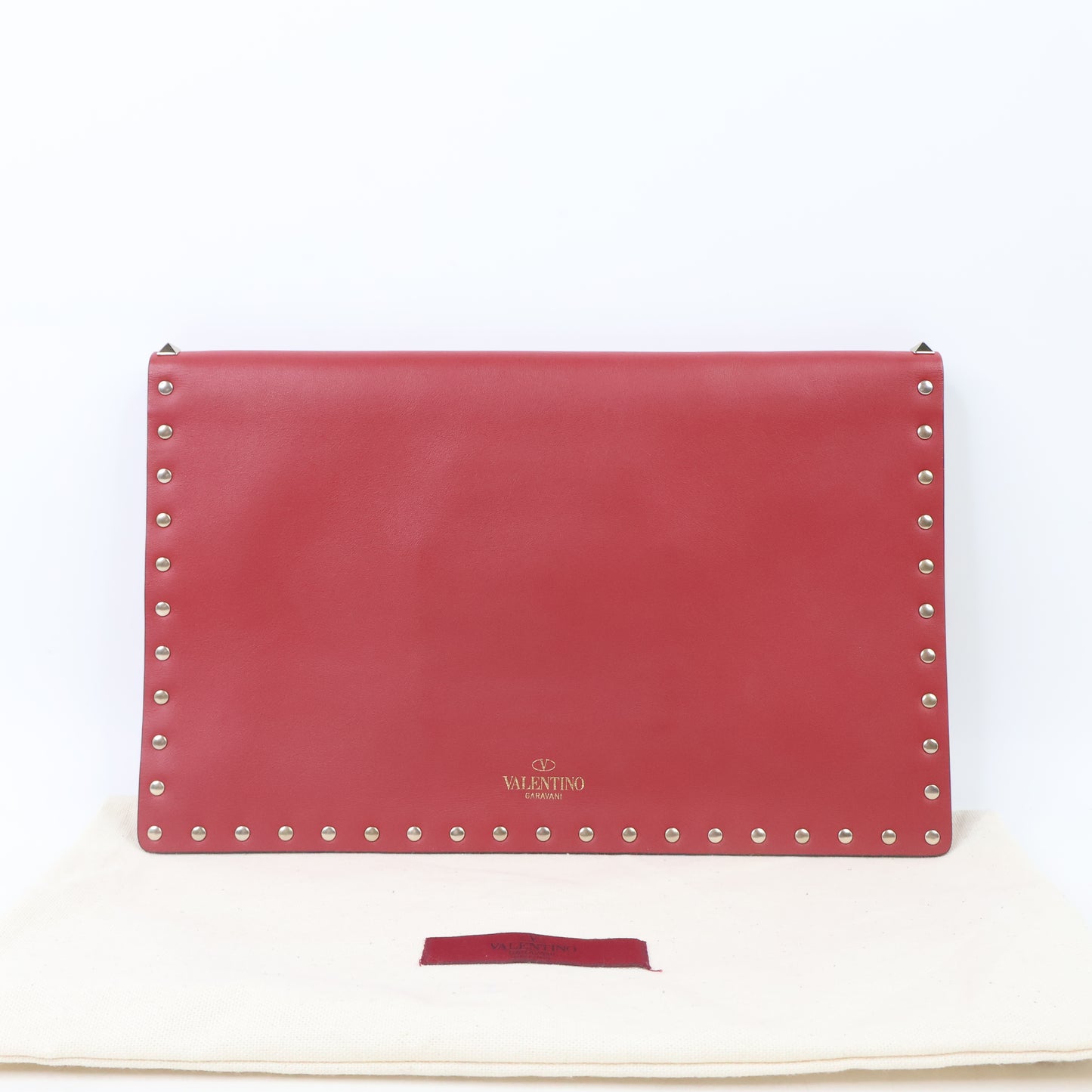 Valentino Large Rockstud Envolope Clutch Red