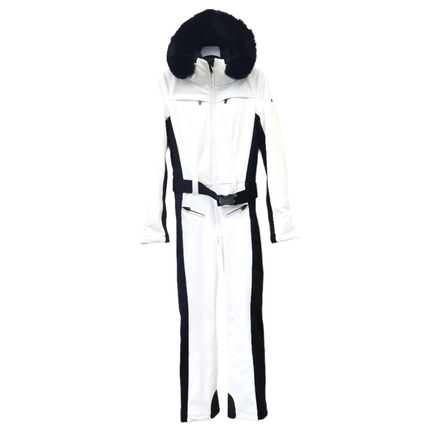 Goldbergh Ski Suit Hoodie Fur White Black