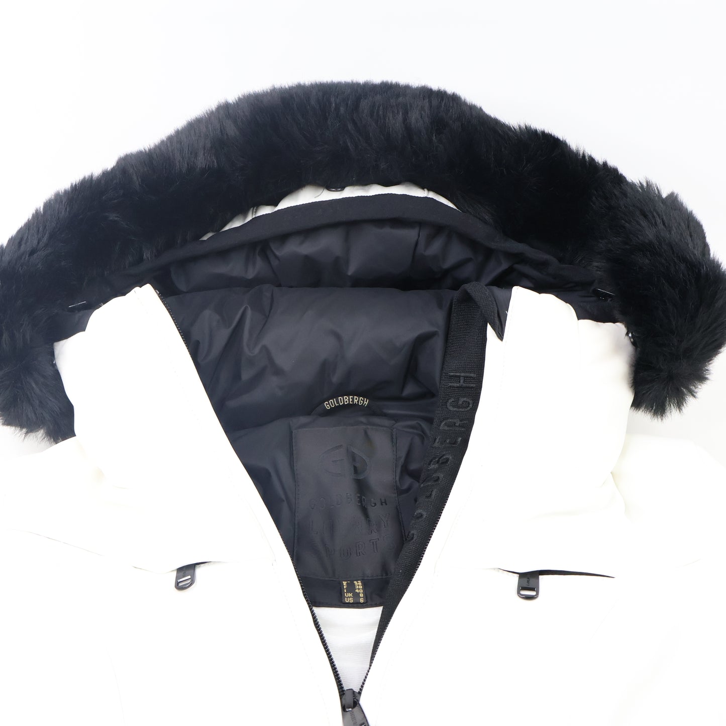 Goldbergh Ski Suit Hoodie Fur White Black